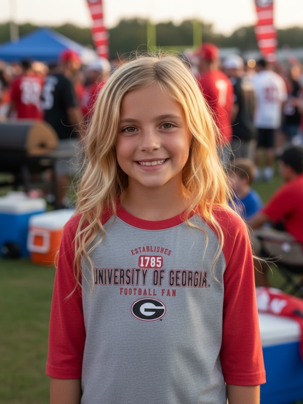 Kid Athlete Youth 8 10 Grey Red Georgia Bulldogs Football Raglan Tee